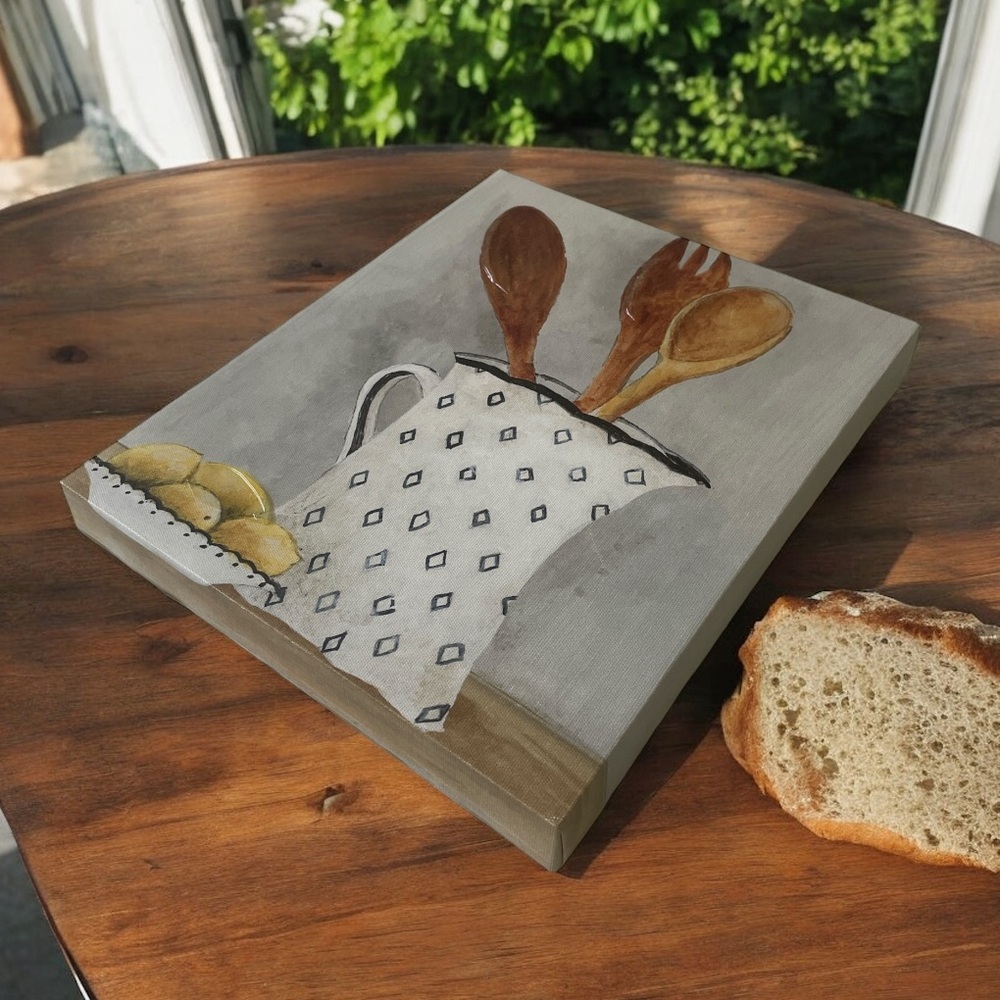 Rustic Kitchen Utensil Wall Art Canvas Print by Janet Tava